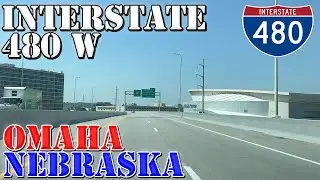 I-480 West - Omaha - Nebraska - 4K Highway Drive