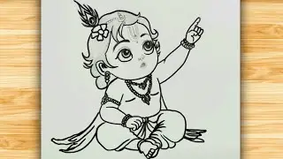 Bal Krishna Pencil Sketch | Cute Krishna Drawing | Easy Lord Krishna Drawing - Ketan Arts