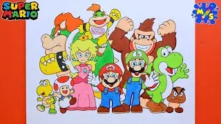 Super Mario All Characters Drawing || How to Draw Super Mario All Characters Step-by-Step
