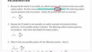 2a: Predicting products of radical halogenation reactions