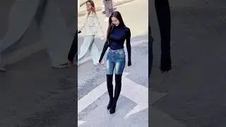 Sheer Black Turtleneck + Skinny Jeans Try On Haul 2026!  Thigh-High Boots Street Walk