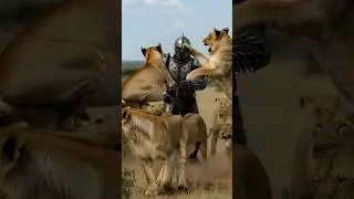 😅Man in Spiked Porcupine Suit Faces Lion Pride in Savanna... They Can Get Through😱#animals #ytshorts