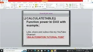 CALCULATETABLE function in power bi DAX | power bi tutorial  | power query in power bi