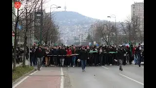 Korteo Hordi Zla: Navijači FK Sarajevo uz navijanje krenuli ka Grbavici
