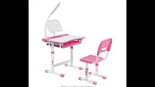 Alex Daisy Pluto Kids Height Adjustable Study Table & Chair Set (with Lamp, Pink)