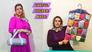 DIY BAGS - 2 TUTORIAL TO SEW CLOSET OVER DOOR WALL ORGANIZER & DAILY BAG