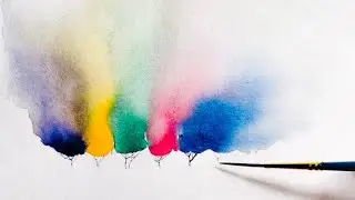 Fantasy painting of colored trees with watercolor | Watercolor tutorial for beginners