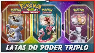 Pokémon TCG: UNBOX LATAS XY8 PODER TRIPLO MEWTWO GYARADOS E MACHAMP