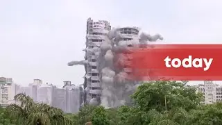 India demolishes illegal 100m 'twin towers' outside Delhi