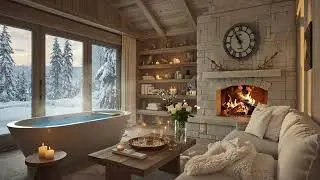 Soothing Fire Sounds & Winter Snow ❄️Cozy Room Ambience with Piano for Calm & Peaceful Relaxation