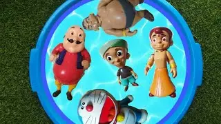 Learn Colors And Characters With Blue Water Pool Toys Chhota Bheem Motu Patlu Doraemon Toys For Kids
