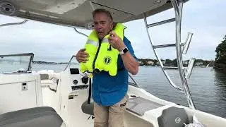 Essential Boating Skills: Inflatable Life Jacket Demonstration (Type 3) How To Inflate And Deflate