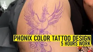 PHONEIX COLOR TATTOO DESIGN ON UPPER HIP