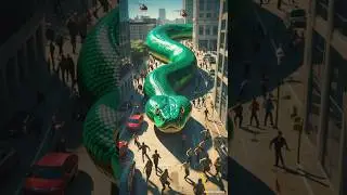 Giant Python Stood By the City  in Danger||😭🙏#ai #sorts #snake #city