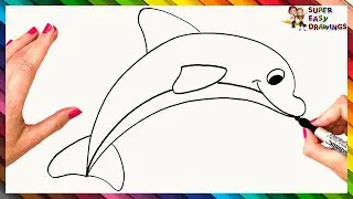 Как нарисовать дельфина шаг за шагом 🐬 Легкое рисование дельфина