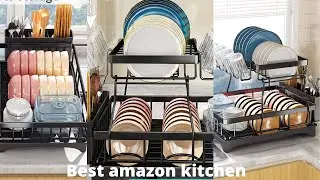 Dish Drying Rack, HERJOY Detachable 2 Tier Dish Rack and Drainboard Set, Large Capacity Dish