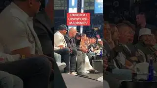 Eminem reacting to his verse on &ldquo;Dead Wrong&rdquo; at Crawford Vs. Madrimov fight
