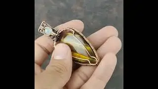 Tiger's Eye Gemstone Pendant Copper Wire Wrap Pendant Copper Wire Handmade Boho Jewelry (VFWP-126)