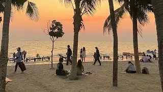 The evening atmosphere at Bangsaen Beach and the Bangsaen night market, Park In Market, Thailand 🇹🇭
