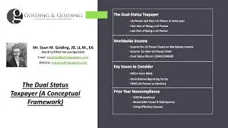 Taxation of Dual-Status Aliens (An Overview) - Golding & Golding (Board Certified Tax Specialist)