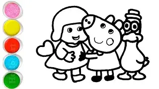 Cute Pippa Pig With Pocoyo and Pato Drawing, Painting and Coloring For Kids and Toddlers_ Child Art
