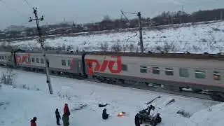 Эп2к 261 с пассажирским поездом по перегону Омск-Пассажирский-Московка Снято 11 января 2026 г