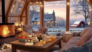 Winter Farm Cottage by the Fireplace | Relaxing Piano Music for Peaceful Countryside Ambience