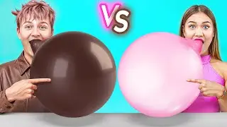 🍫BUBBLE GUM FOOD vs CHOCOLATE FOOD 🤯🍬 | Funny Challenge & Sweet Reactions by 123 GO!