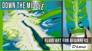 We're Going Green! Acrylic Pouring Down the Middle - Fluid Painting Ideas