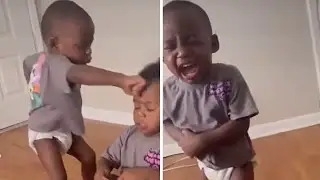 Brotherly love: Toddler intentionally hits sibling, runs away crying #Shorts