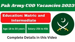 Pak Army COD Jobs 2023 | Latest Pakistan Govt Jobs