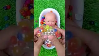 Full of 3 Rainbow BathTubs Candy with M&M's & Magic Slime Cutting
