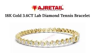 18K Yellow  Gold 3.6CT Lab Diamond Tennis Bracelet #ajretail  #diamondbracelet