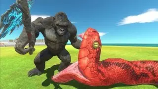 Gorilla vs 10 Red Cobras | Epic Battle Fight | Animal Revolt Battle Simulator