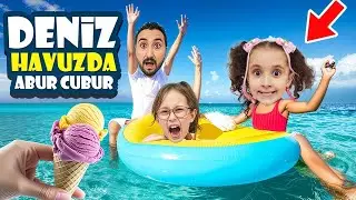 DENİZİN ORTASINA DEV HAVUZLA AÇILDIK EN ÇOK ABUR CUBURU YİYEN KAZANIR !! BAHAR BANU ALYA !! 