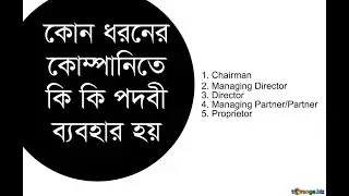 Company Designation Step by Step l কোম্পানির মালিকদের পদবীগুলো কি কি ?