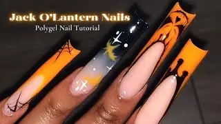 ORANGE HALLOWEEN POLYGEL NAILS 🎃🧡🕸️🖤✨ French Tip with Polygel tutorial + Nail Art