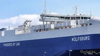 LNG Autotransporter WOLFSBURG IMO 9941790 5LKH8 RoRo car carrier at VW factory Emden