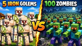 5 Iron Golems vs 100 Monsters 😱 | Can Golems Survive? | Minecraft Battle