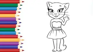 Angela coloring | how to color| Tom family| kids fun time |  talking Angela| talking Tom