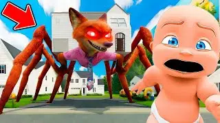 Baby Escapes EVIL NICK WILDE SPIDER HOUSE!.. (ZOOTOPIA 2)