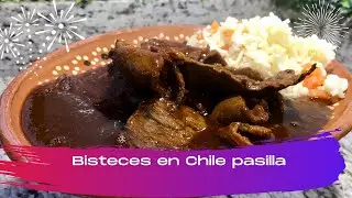 Bisteces en Chile pasilla