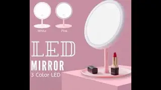LED light makeup beauty mirror adjustable rotating table top cosmetics three light modes