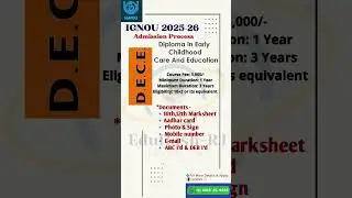 IGNOU DECE Admission 2025-26🔥 Diploma in Early Childhood Education Apply Now #shorts #ignou #dece