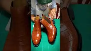 Handmade genuine crocodile leather Chelsea boots saddle color #shorts #boots #handmade #crocodile