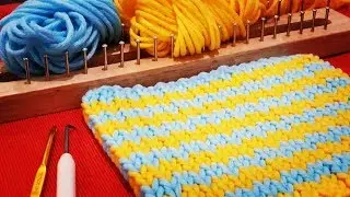 Knitting Board for Beginner Pattern 010 (Two Colors) for Scarf, Afghan (CHIC Studio)