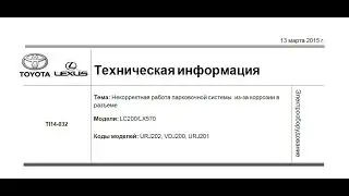 СБ TI14-032. Lx570, Land Cruiser 200. Отказ парковочной системы или системы камер кругового обзора.