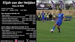 Elijah van der Heijden | Class of 2026 | June 2025 Soccer Highlights #2026 #centerback