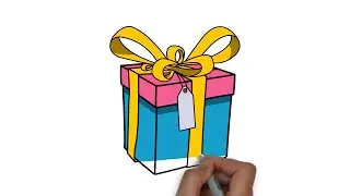 How to draw gift  box | draw easy gift box with colour #short