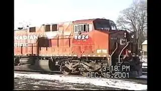 A CP AC4400 and a SW1200 at Galt Yard December 15, 2001